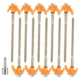 10 Stück Stahl Schraubhering 20 cm - Hering Zelthering Spiralhering harter oder weicher Boden Zeltnagel Zeltpflock Erdspieß Camping Zubehör Outdoor Set